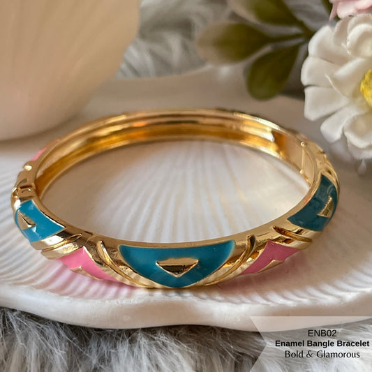 Enamel Bangle Bracelet | ENB02 | Dark Pink Blue