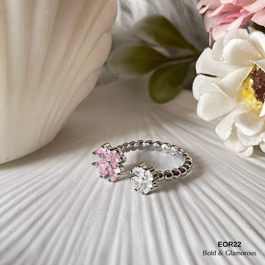 Finger Ring EOR22 Pink & White