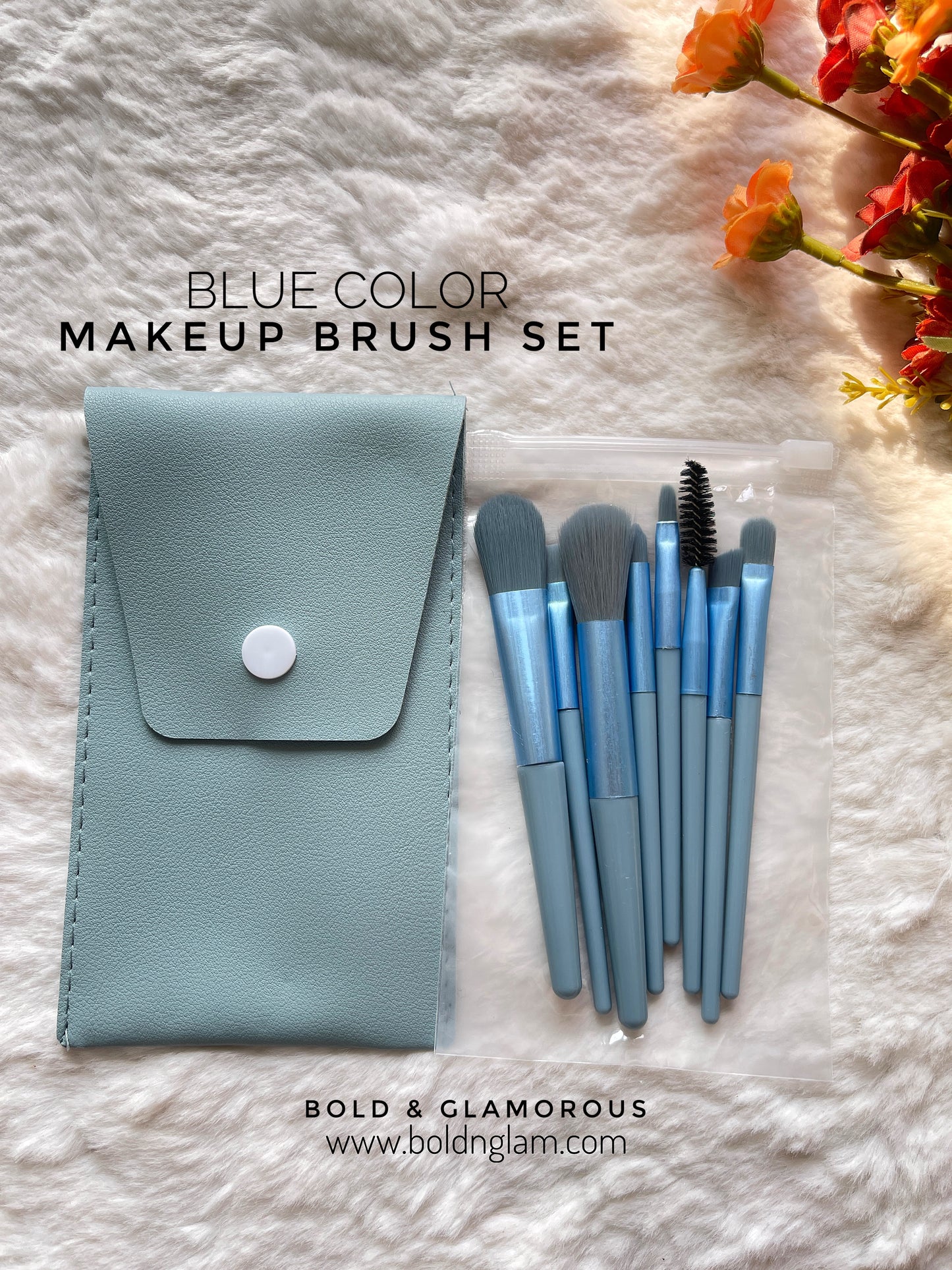 8-Piece Mini Makeup Brush Set | Blue