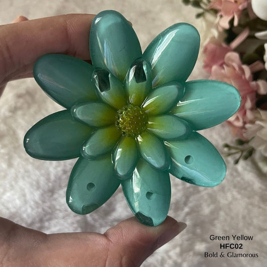 Flower Hair Claw Clip | HFC02 | Green Yellow