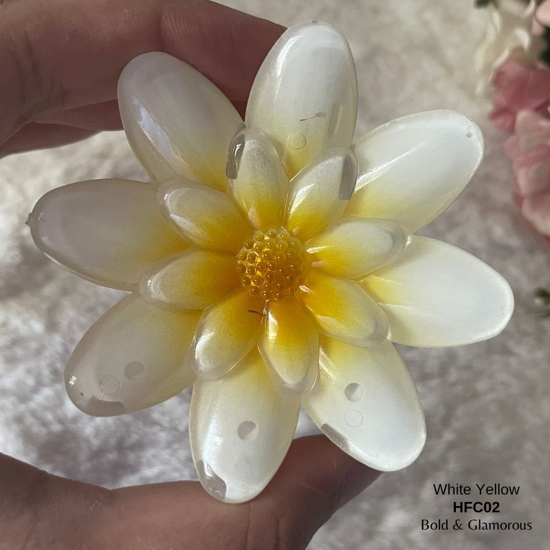 Flower Hair Claw Clip | HFC02 | White Yellow