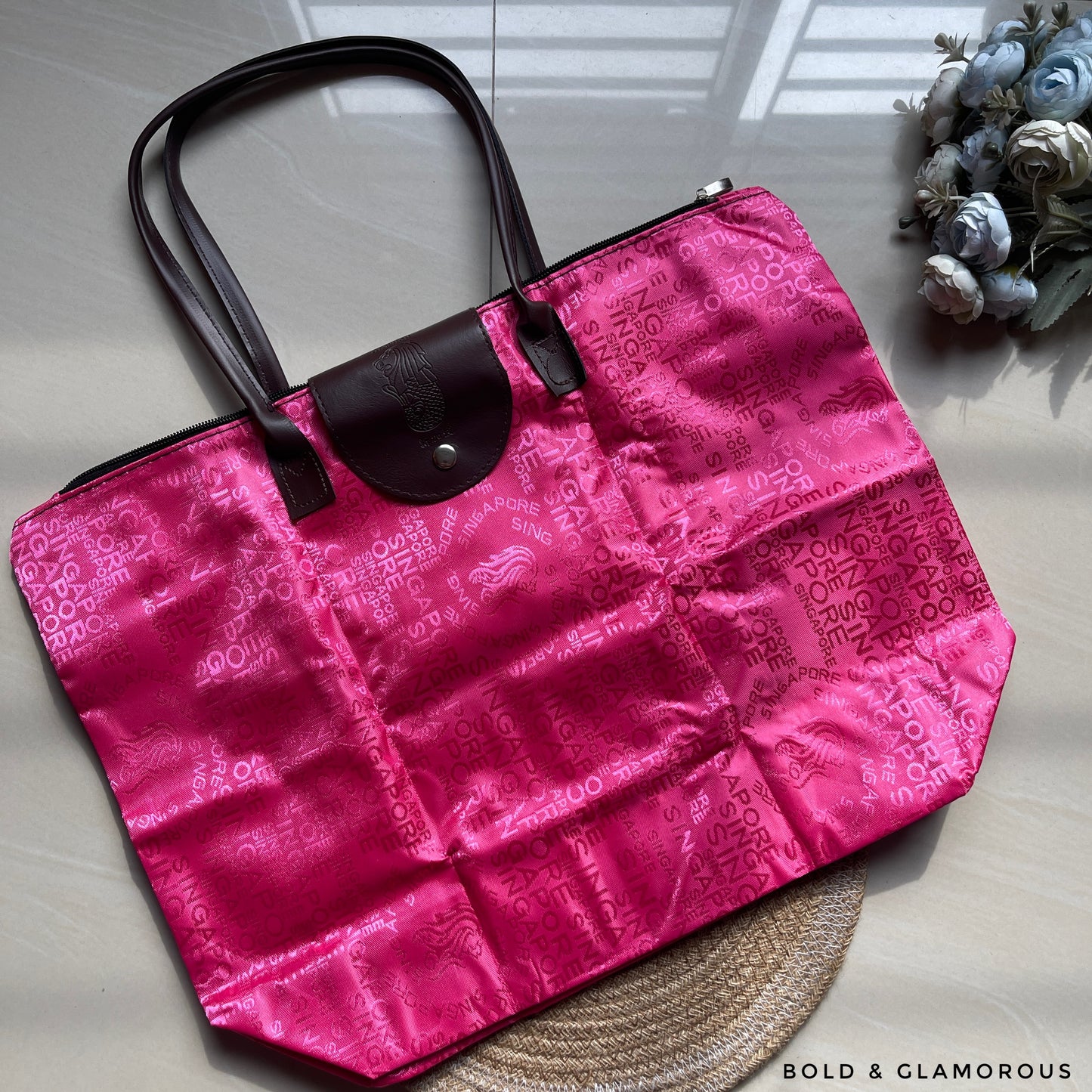 Singapore Folding Tote Bags | SGTB01 | Fuchsia Pink
