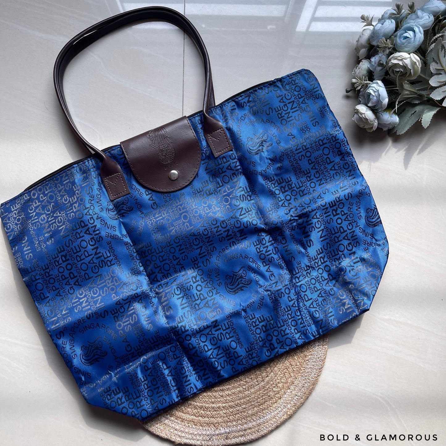 Singapore Folding Tote Bags | SGTB01 | Dark Blue