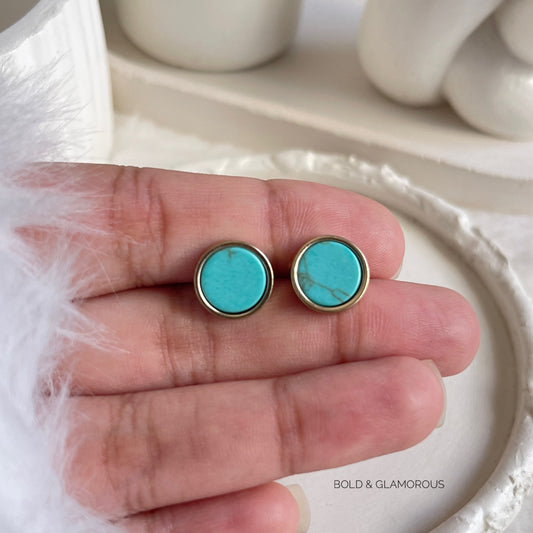 Stud Earring | STE073 | Marble Blue