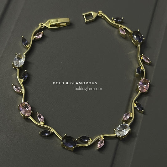 Zircon Tulip Bracelet | Pink Purple