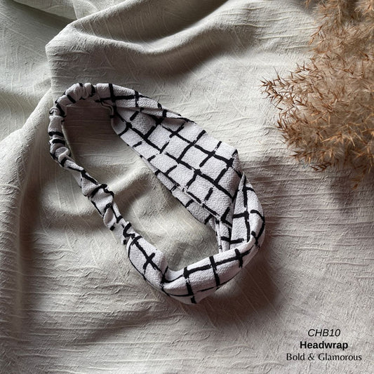 Headwrap | White Checkered | CHB10