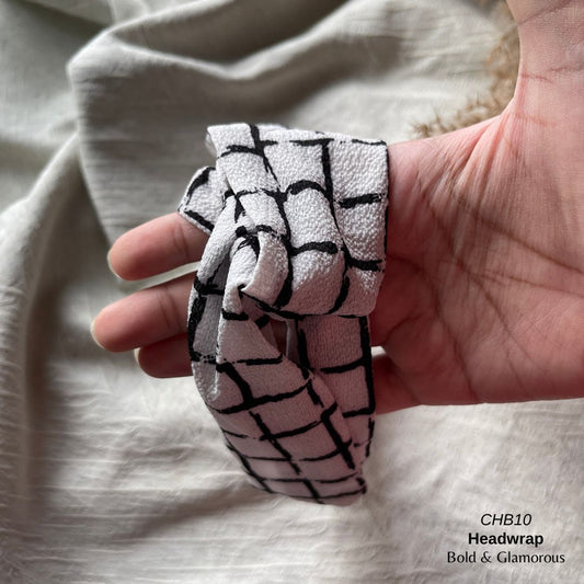 Headwrap | White Checkered | CHB10