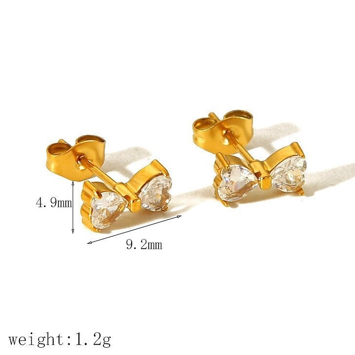 Stud Earring | STE070 | Zircon Bow