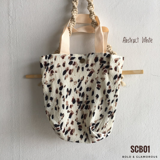Small Printed Canvas Bags | SCB01 | Abstract White