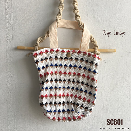 Small Printed Canvas Bags | SCB01 | Beige Linnege