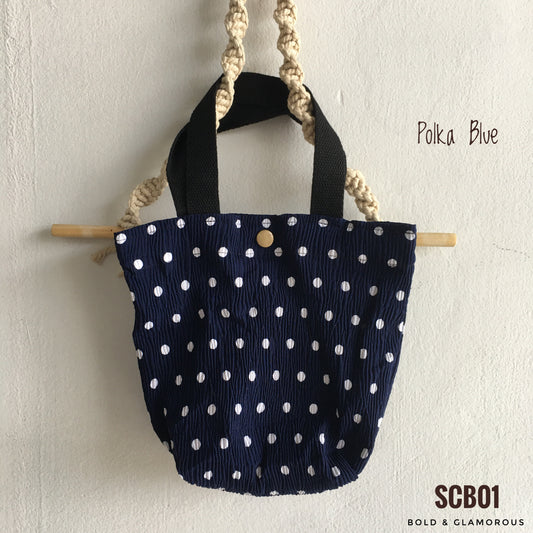 Small Printed Canvas Bags | SCB01 | Polka Blue