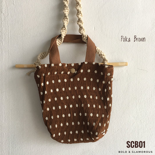 Small Printed Canvas Bags | SCB01 | Polka Brown