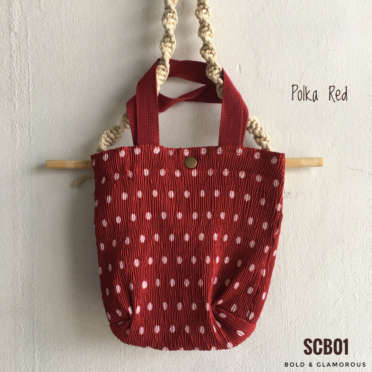 Small Printed Canvas Bags | SCB01 | Polka Red