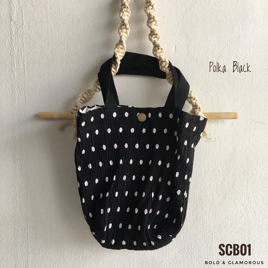 Small Printed Canvas Bags | SCB01 | Polka Black
