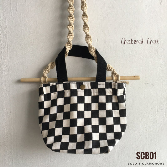 Small Printed Canvas Bags | SCB01 | Checkered Chess