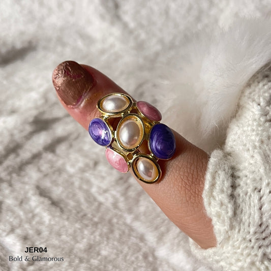 Vintage Enamel Ring | JER004 | Purple Pink
