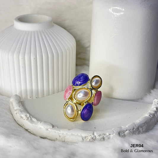 Vintage Enamel Ring | JER004 | Purple Pink