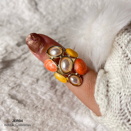 Vintage Enamel Ring | JER004 | Orange Yellow