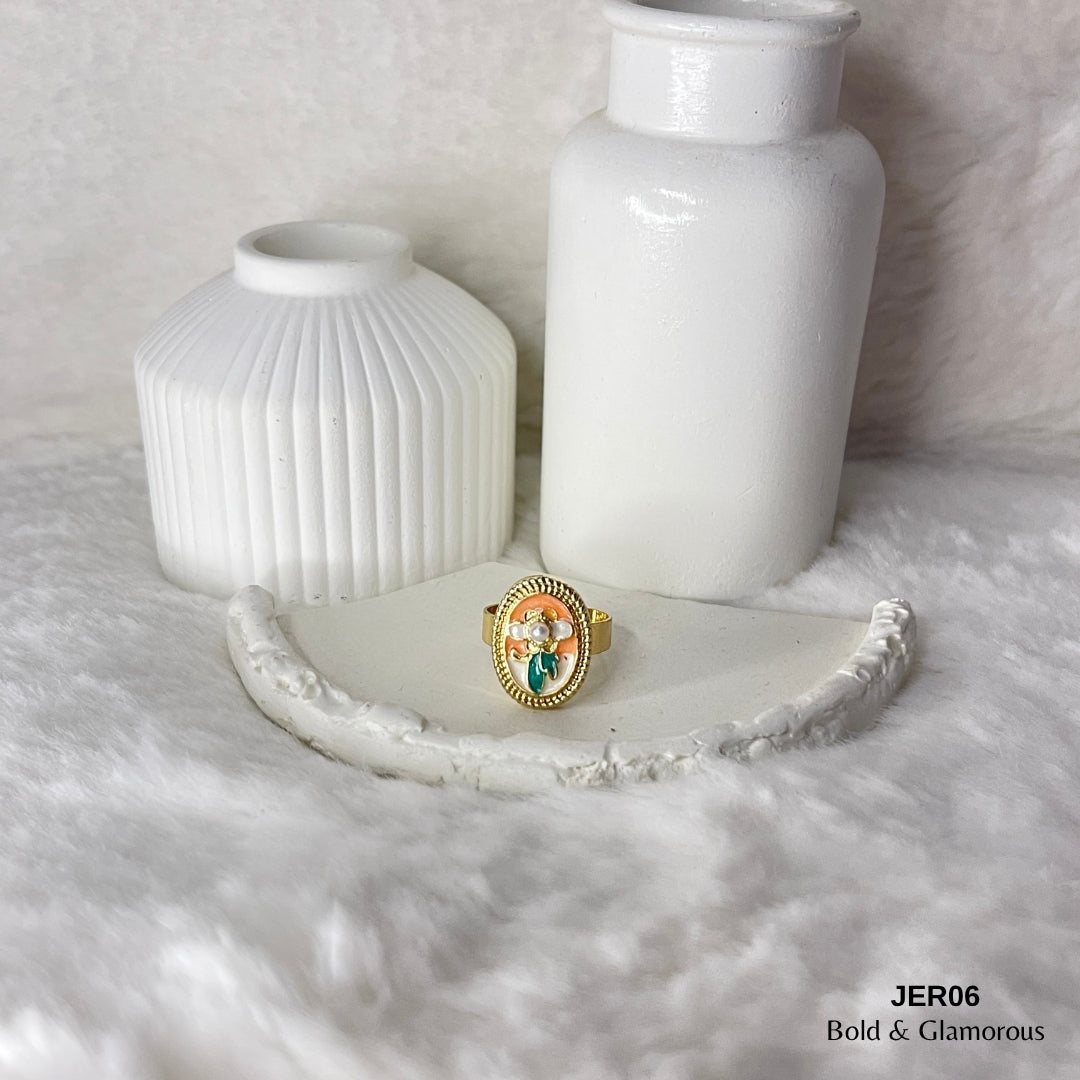 Vintage Oil Drop Ring | JER006 | Orange
