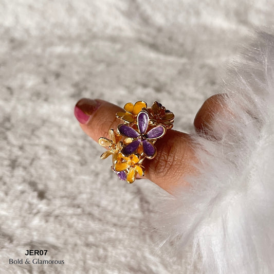 Vintage Enamel Ring | JER007 | Purple Yellow