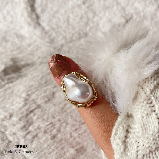 Baroque Pearl Oval Ring | JER008 | Gold