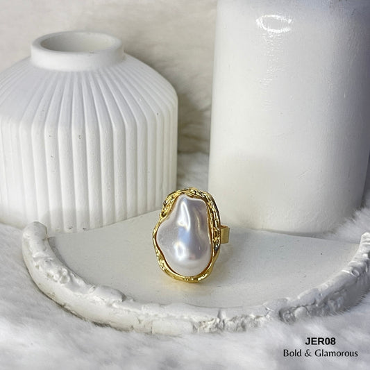 Baroque Pearl Oval Ring | JER008 | Gold