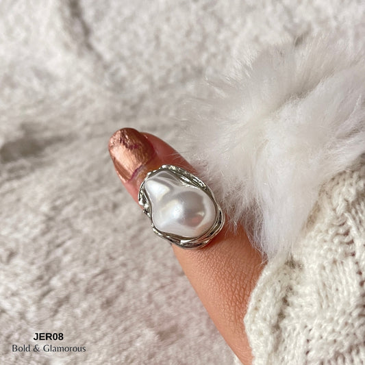 Baroque Pearl Oval Ring | JER008 | Silver