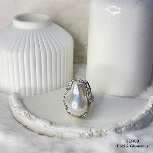 Baroque Pearl Oval Ring | JER008 | Silver