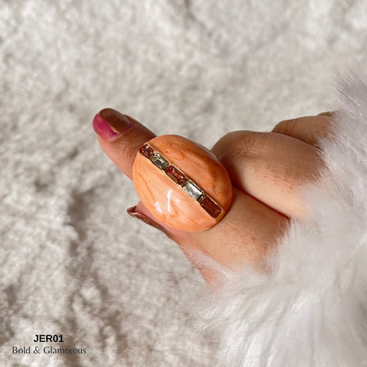 Vintage Enamel Ring | JER001 | Orange
