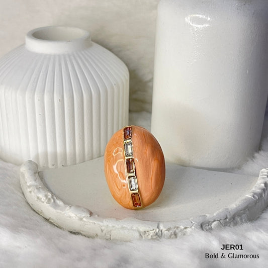 Vintage Enamel Ring | JER001 | Orange