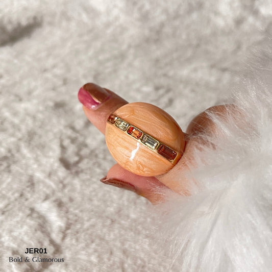 Vintage Enamel Ring | JER001 | Peach