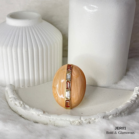 Vintage Enamel Ring | JER001 | Peach