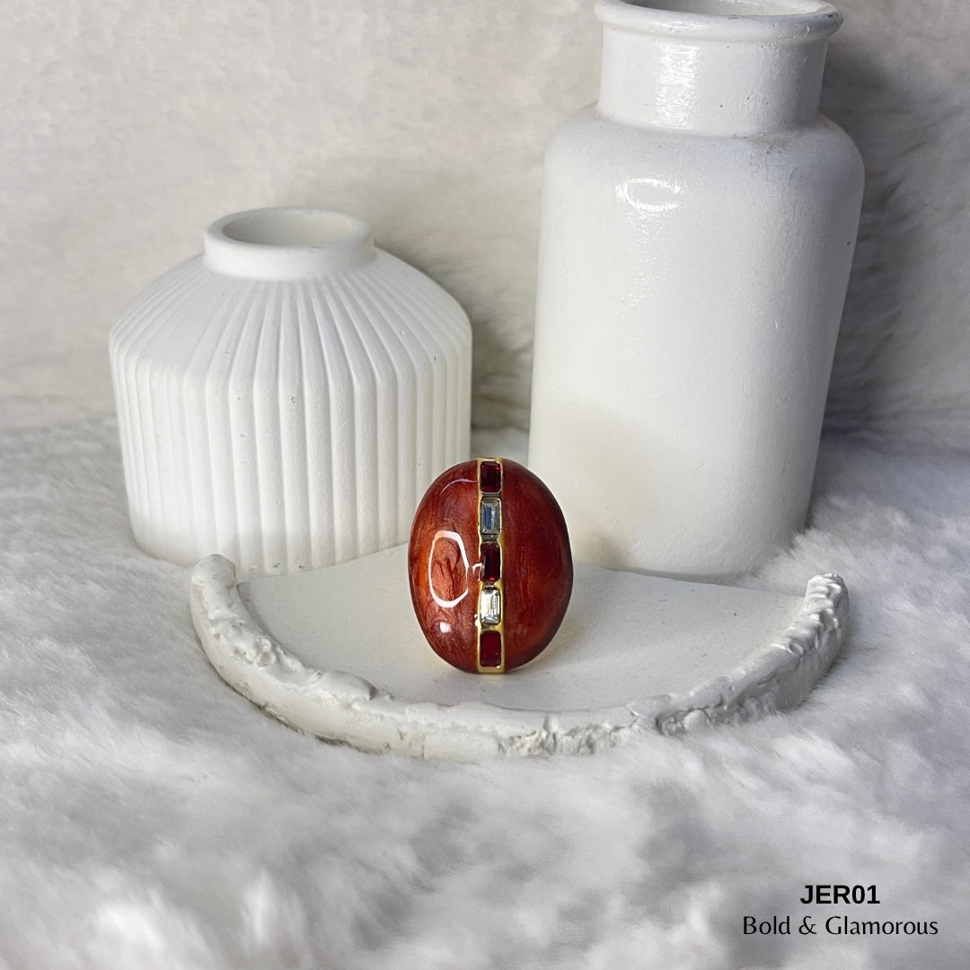 Vintage Enamel Ring | JER001 | Red