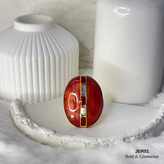 Vintage Enamel Ring | JER001 | Red