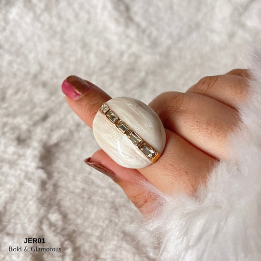 Vintage Enamel Ring | JER001 | White
