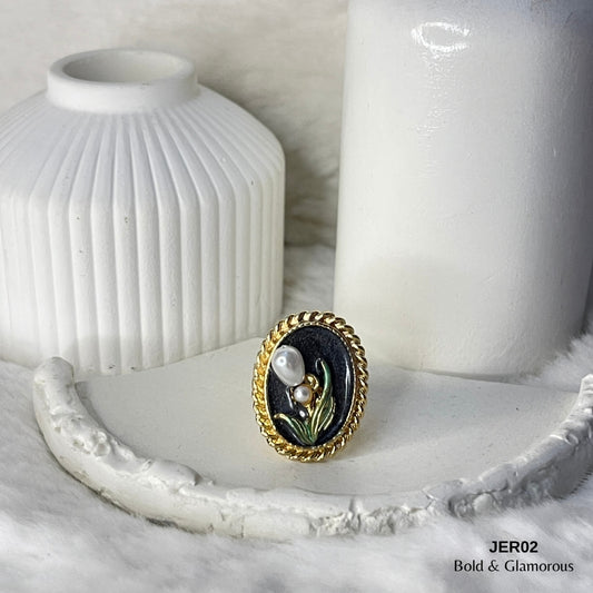 Vintage Oil Drop Ring | JER002 | Black