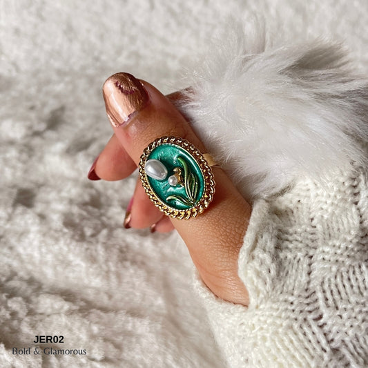 Vintage Oil Drop Ring | JER002 | Green