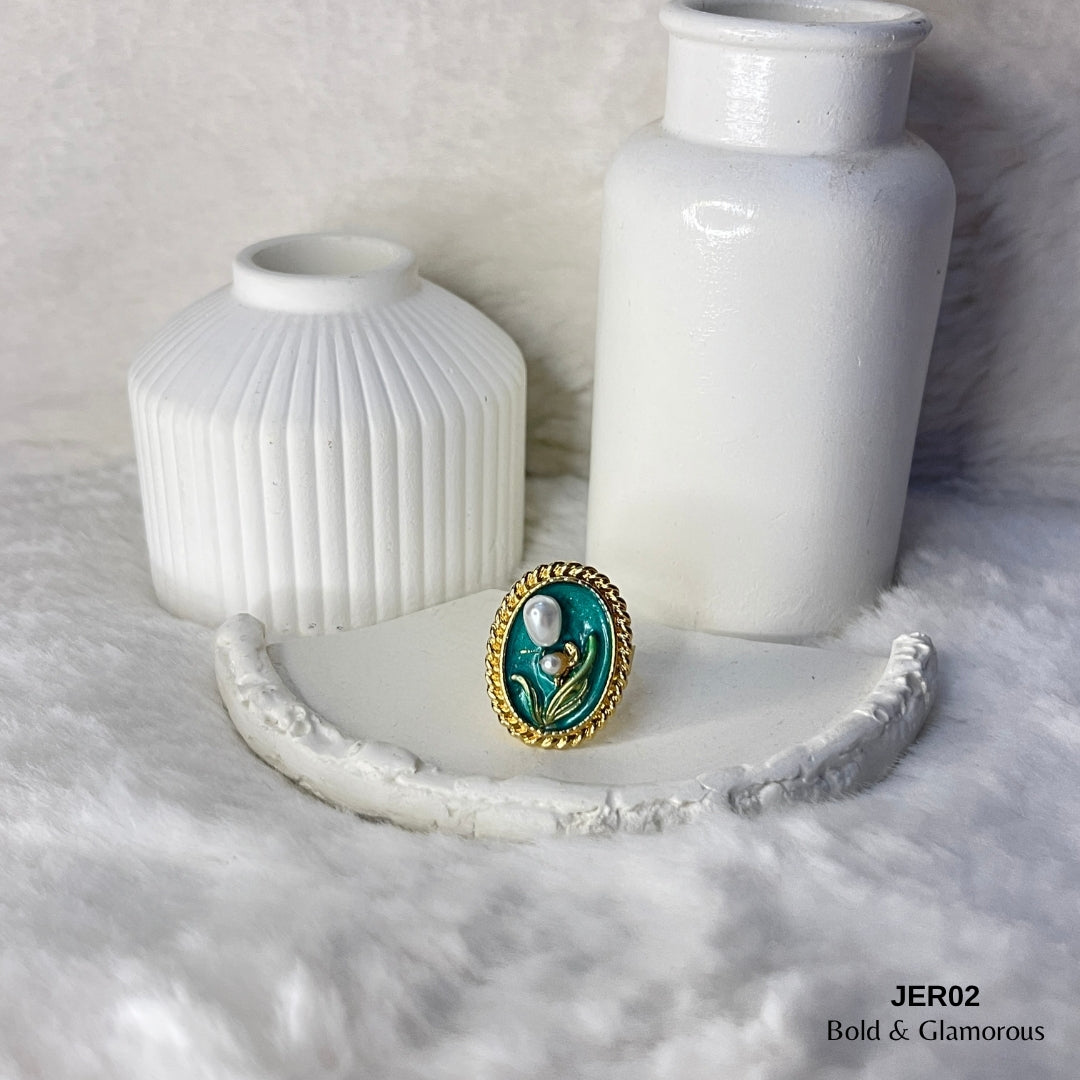 Vintage Oil Drop Ring | JER002 | Green