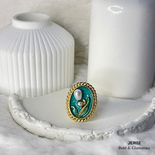 Vintage Oil Drop Ring | JER002 | Green