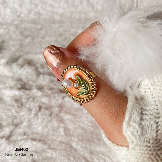 Vintage Oil Drop Ring | JER002 | Orange