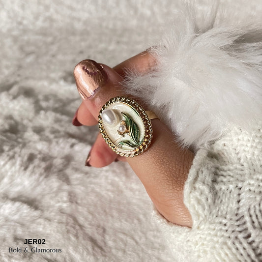 Vintage Oil Drop Ring | JER002 | White