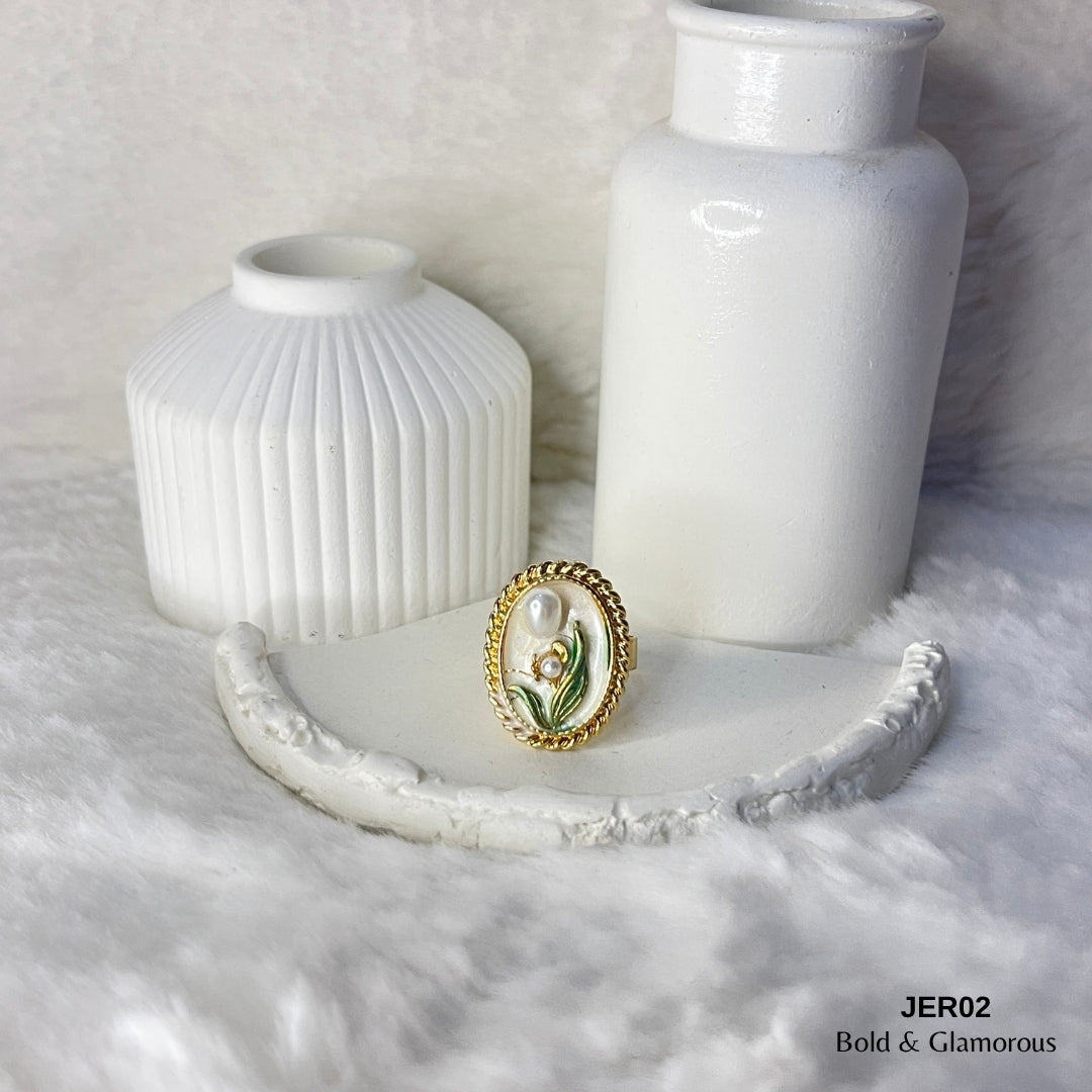 Vintage Oil Drop Ring | JER002 | White