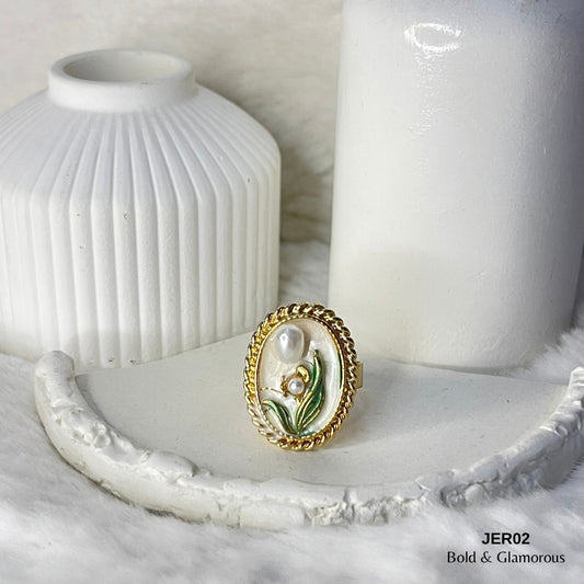 Vintage Oil Drop Ring | JER002 | White