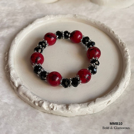 Beaded Bracelet | MMB10 | Black Red