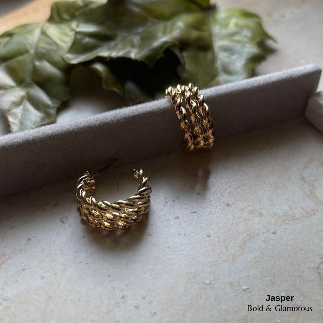 Half Hoop Earring | ME11 | Jasper | Gold
