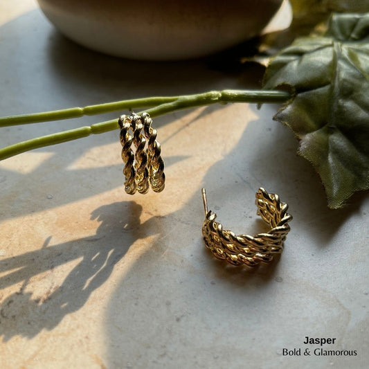 Half Hoop Earring | ME11 | Jasper | Gold