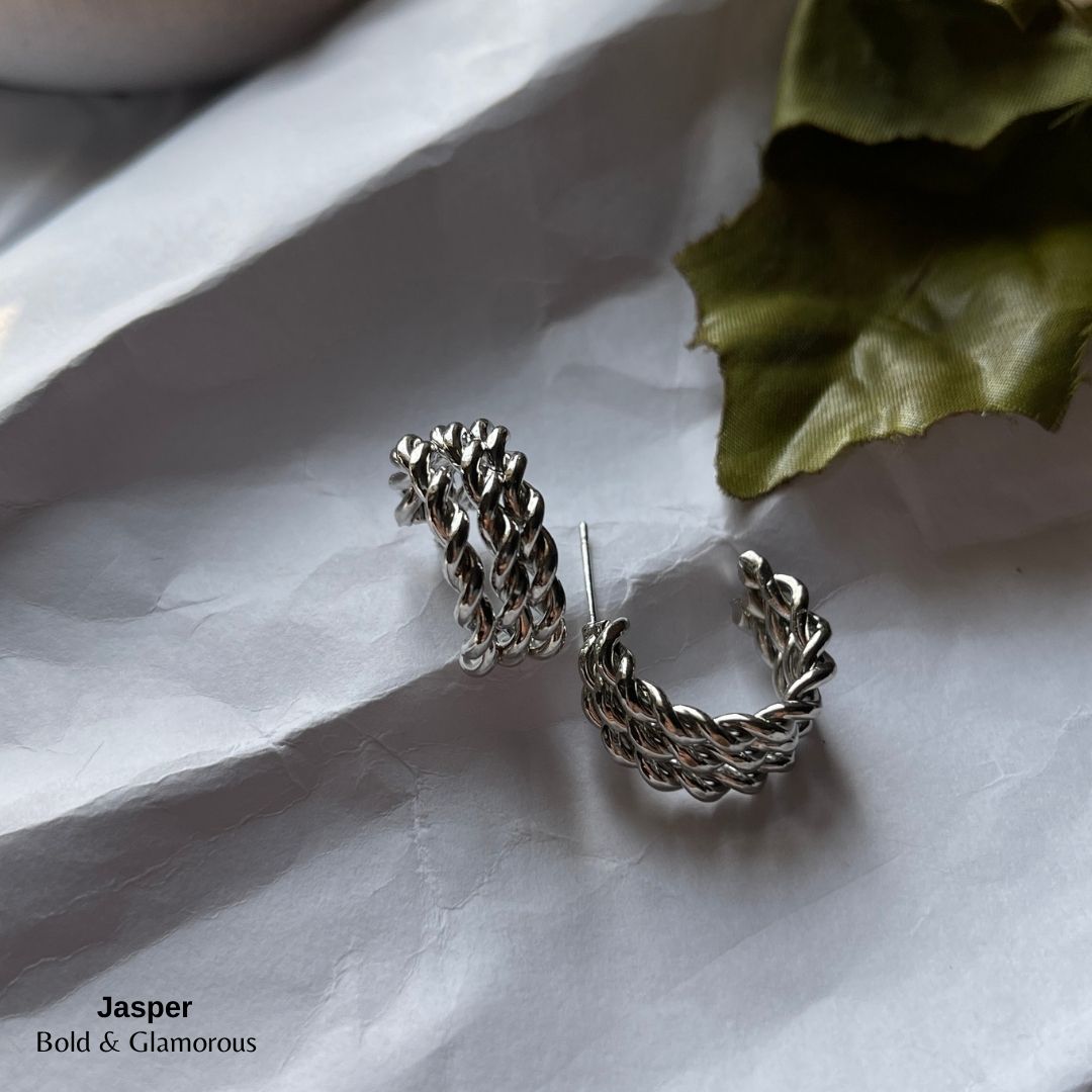 Half Hoop Earring | ME11 | Jasper | Silver