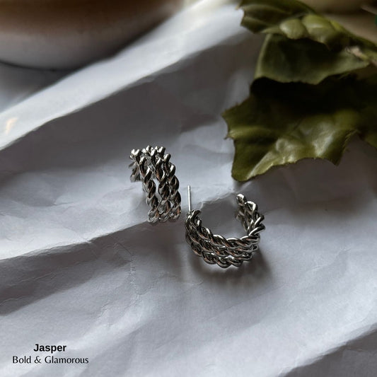 Half Hoop Earring | ME11 | Jasper | Silver