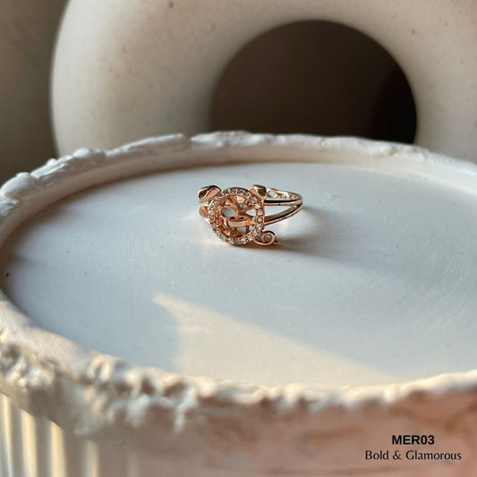 Cute Smoking Cat Ring | MER03 | Rose Gold