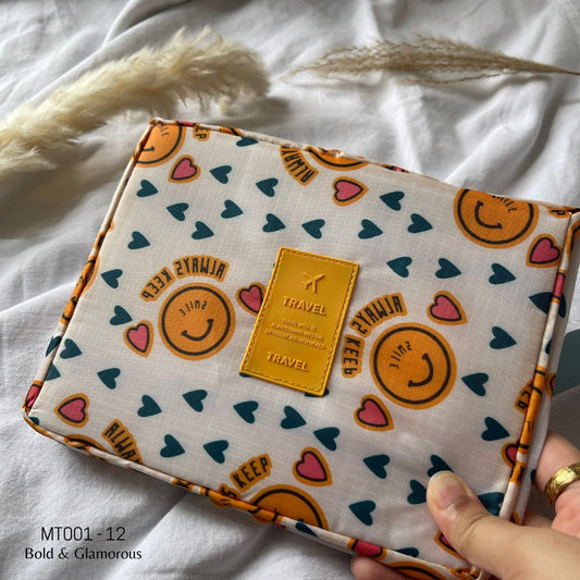 Makeup Travel Bag | MT001 | Smiley Heart | Yellow | 12